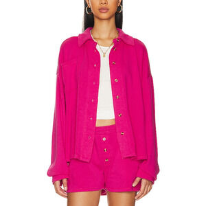 Chaser 'Malone' Pink Cotton Button Down Blouse Size M